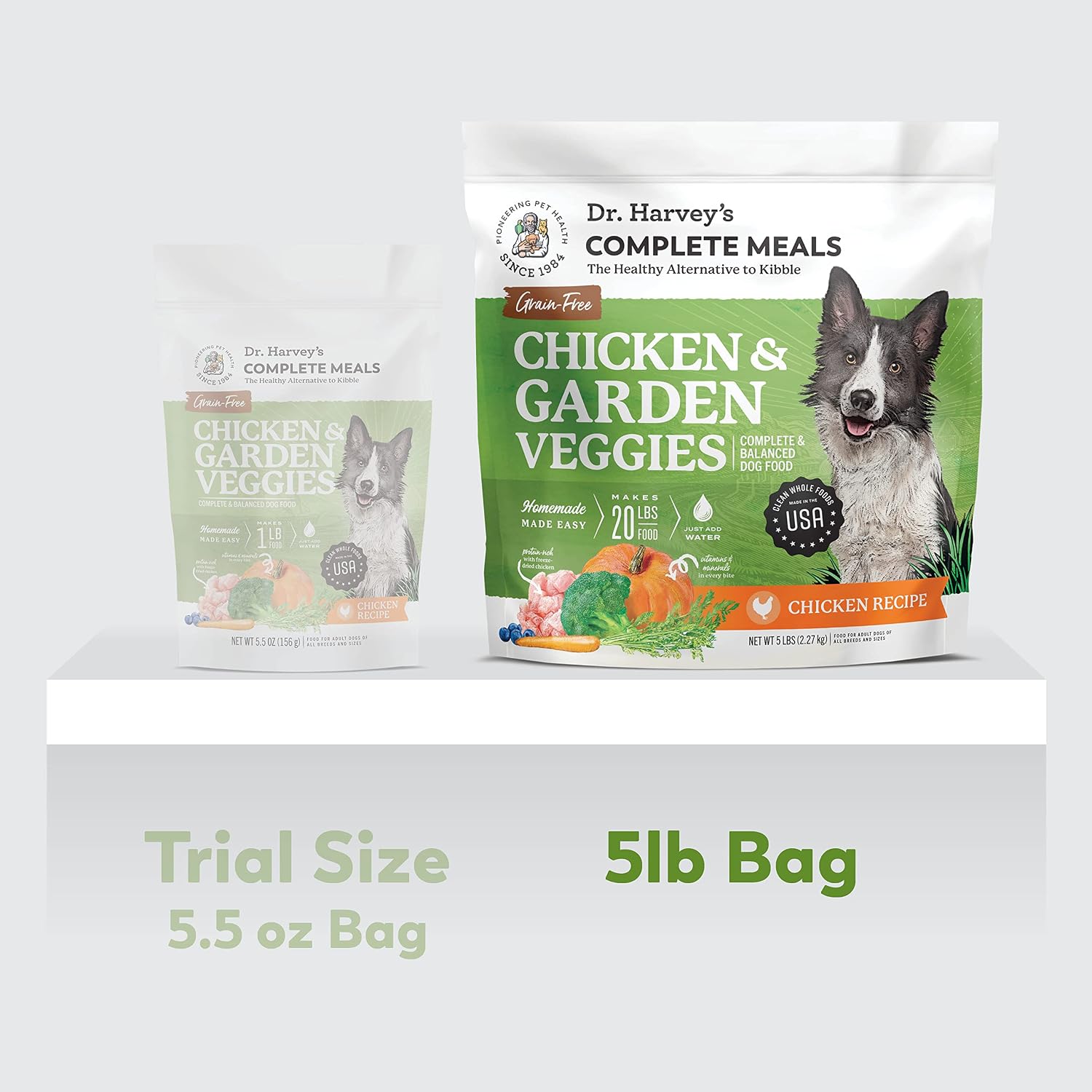 Dr. Harvey's grain-free dehydrated dog food packaging