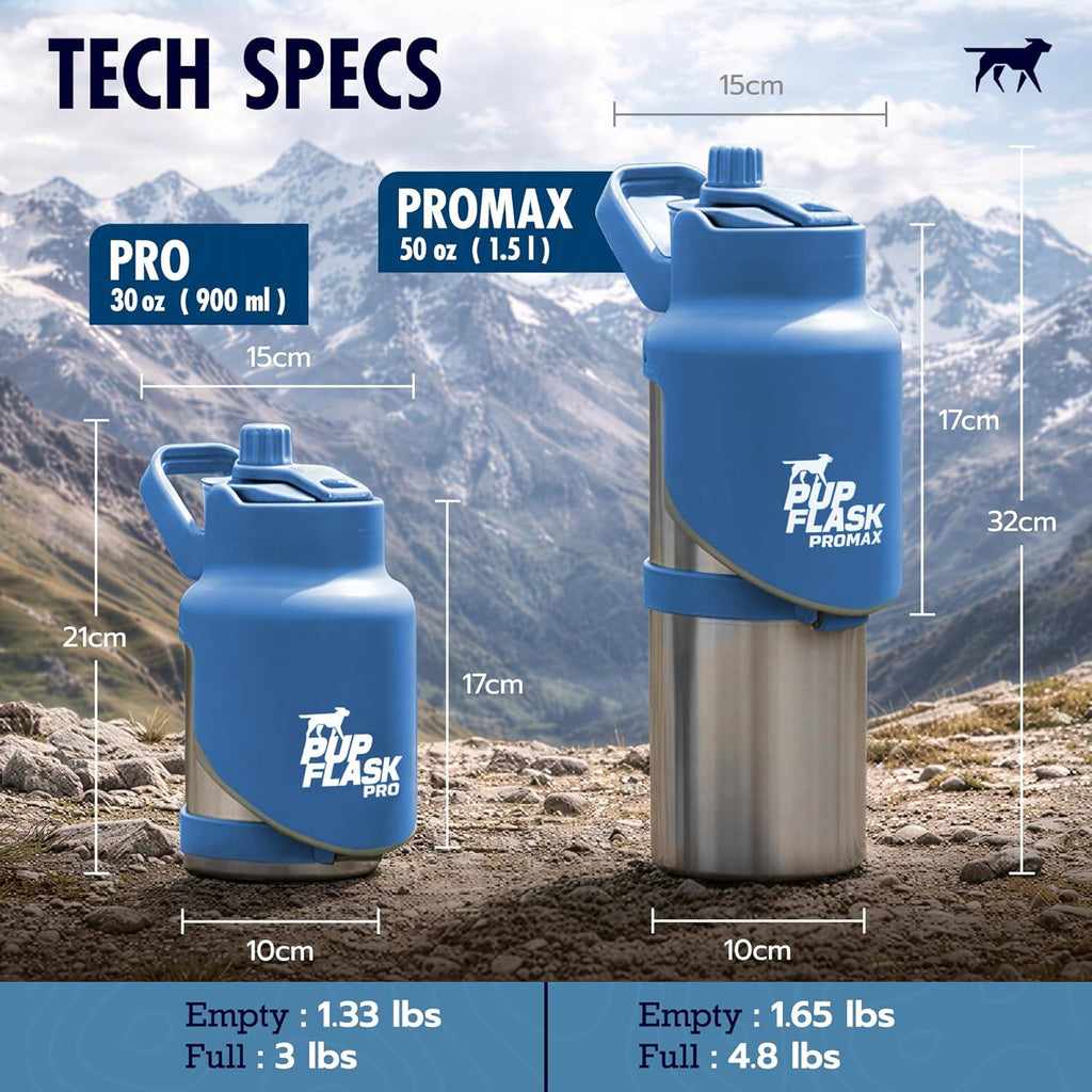 Premium travel dog flask featuring ergonomic dual handle carry system for hiking