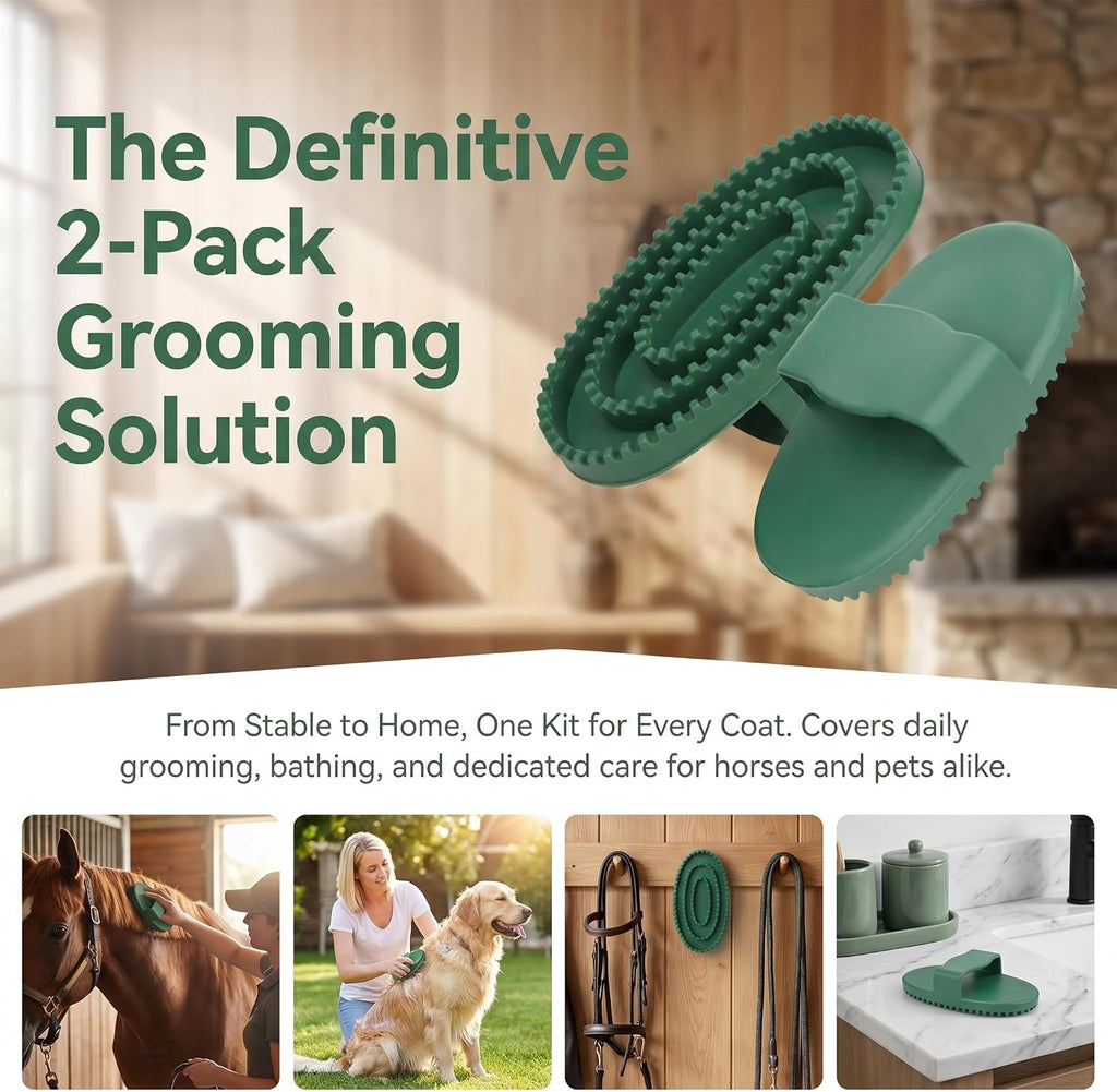Multi purpose flexible rubber pet comb for professional equestrian and dog grooming.