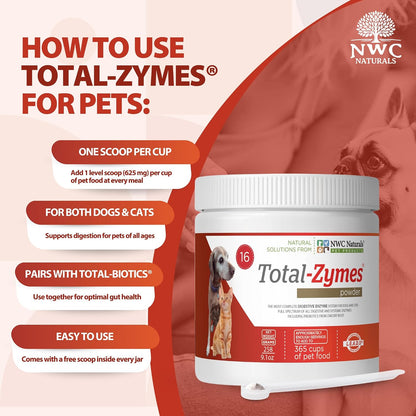 Enzyme supplement for raw and cooked dog food nutrition absorption