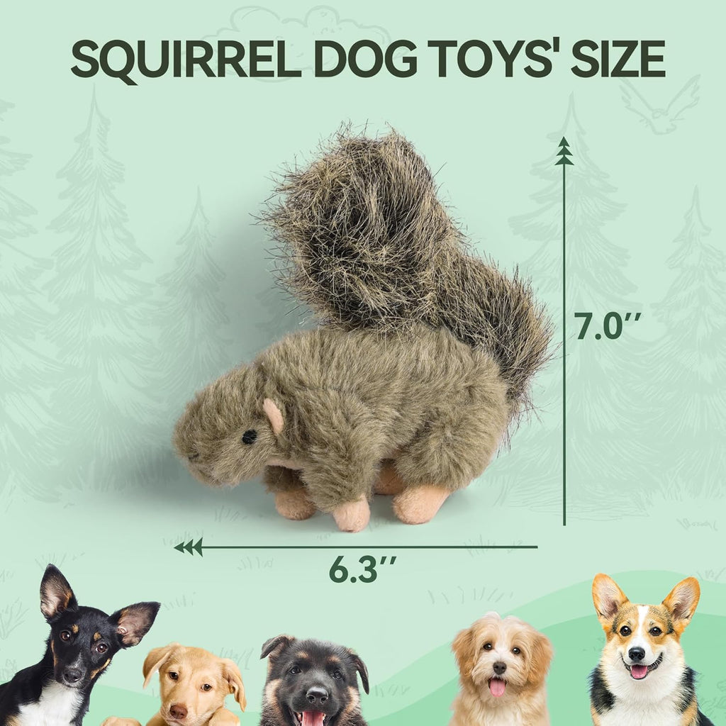 All For Paws plush squeaky dog toy with bushy tail for small breeds