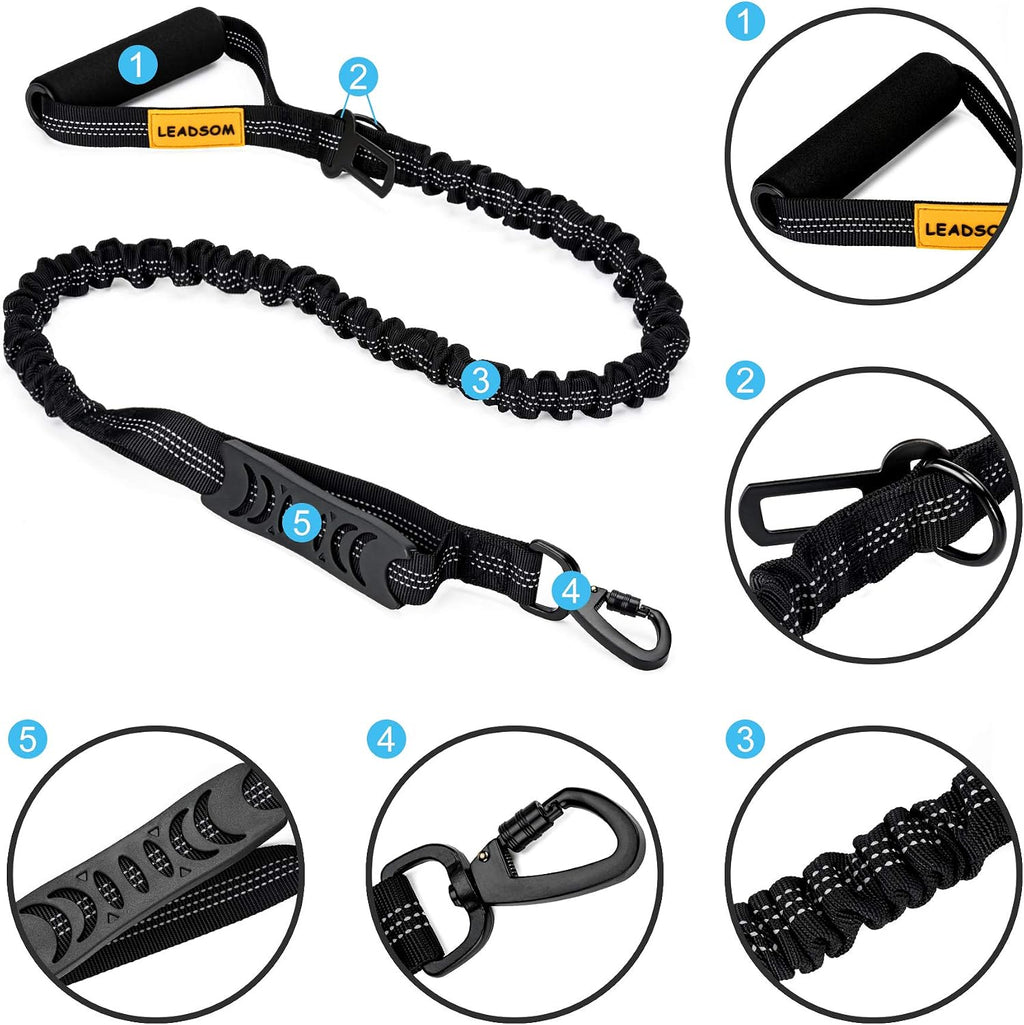 Durable dog leash for medium and large dogs in black.
