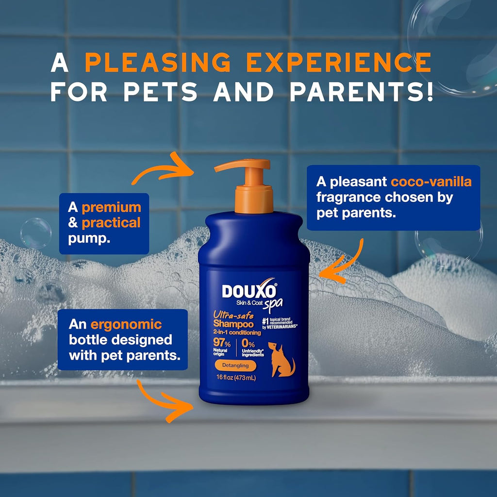 Fluffy clean dog after using Douxo sulfate free pet shampoo