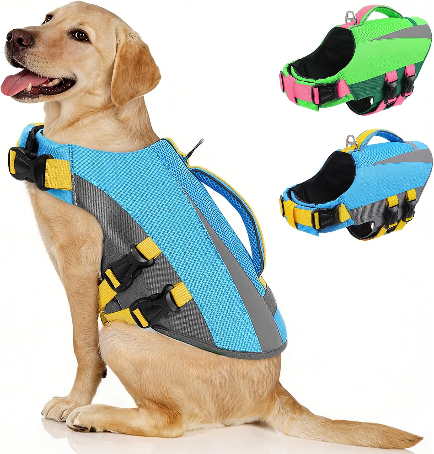Queenmore Dog Life Vest for Swimming Boating, Adjustable Medium Dog lifejacket with Durable Rescue Handle, Puppy Life Vest with Enhanced Buoyancy for Swimming Pool Beach Boating, Blue, M - Image 10