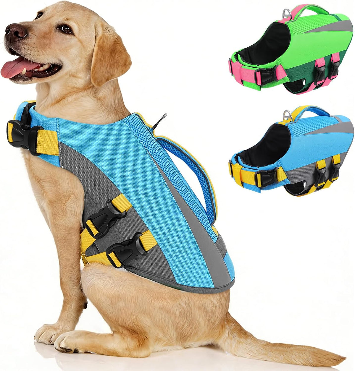 Queenmore Dog Life Vest for Swimming Boating, Adjustable Medium Dog lifejacket with Durable Rescue Handle, Puppy Life Vest with Enhanced Buoyancy for Swimming Pool Beach Boating, Blue, M - Image 10