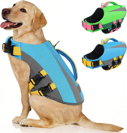 Queenmore Dog Life Vest for Swimming Boating, Adjustable Medium Dog lifejacket with Durable Rescue Handle, Puppy Life Vest with Enhanced Buoyancy for Swimming Pool Beach Boating, Blue, M - Image 10