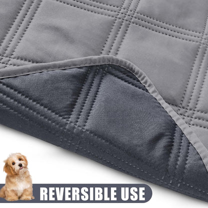Leakproof quilted couch cover for dogs demonstrating water resistance