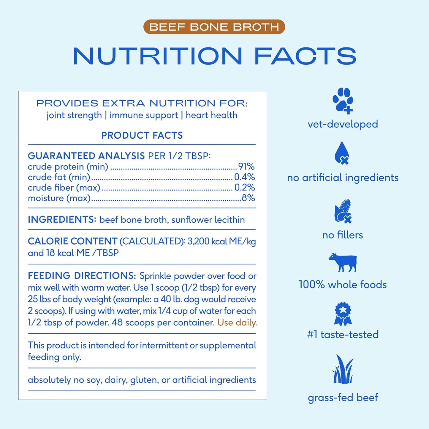 Native Pet Bone Broth for Dogs - Made with Real Beef Bone Broth, Dog Food Toppers for Picky Eaters - Provides Extra Hydration & Nutrition for Joint Strength, Immunity & Heart Health-48 Scoops - Image 4