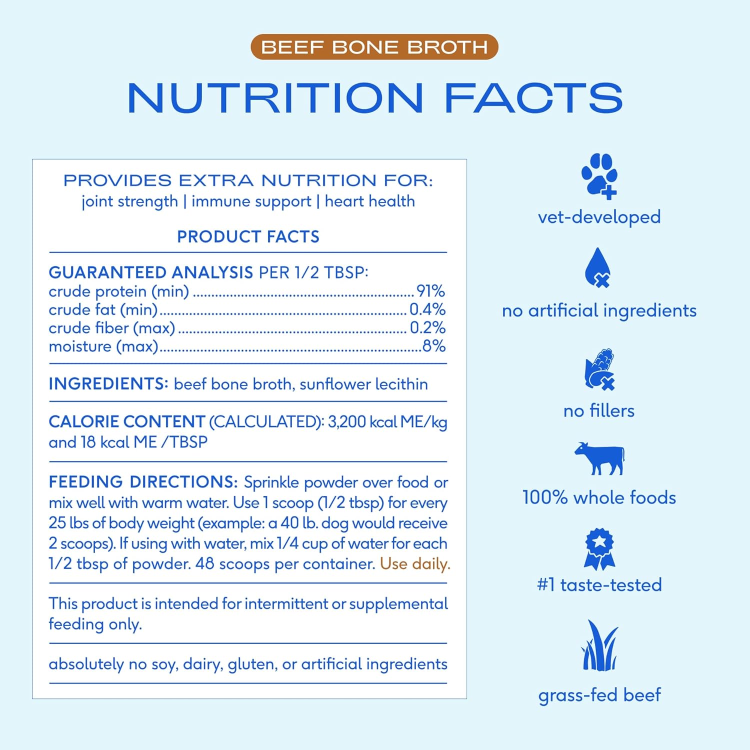 Native Pet Bone Broth for Dogs - Made with Real Beef Bone Broth, Dog Food Toppers for Picky Eaters - Provides Extra Hydration & Nutrition for Joint Strength, Immunity & Heart Health-48 Scoops - Image 4