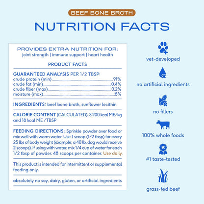 Native Pet Bone Broth for Dogs - Made with Real Beef Bone Broth, Dog Food Toppers for Picky Eaters - Provides Extra Hydration & Nutrition for Joint Strength, Immunity & Heart Health-48 Scoops - Image 4