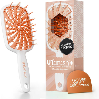 FHI Heat UNbrush Plus detangling brush front view orange sherbet color