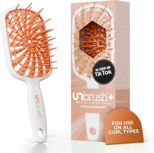 FHI Heat UNbrush Plus detangling brush front view orange sherbet color