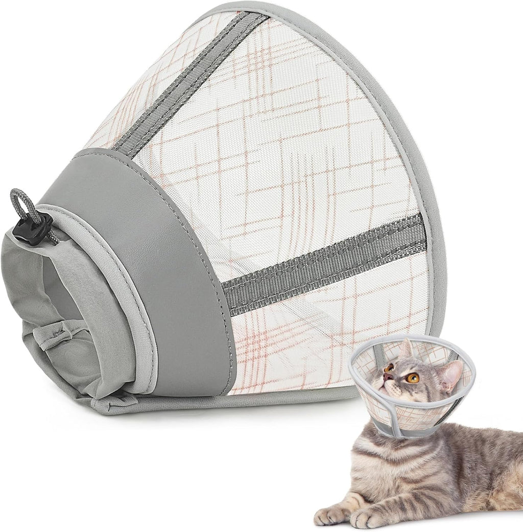 Supet soft cat cone collar front view orange mesh recovery cone for small cats