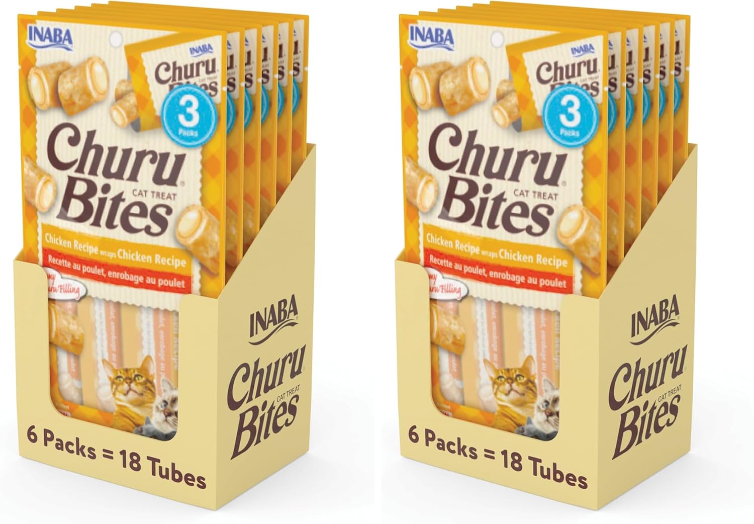 INABA Churu Bites for Cats, Soft/Chewy Baked Chicken Wrapped Churu Filled Cat Treats with Vitamin E, 0.35 Ounces per Tube, 18 Tubes Total (3 Tubes per Pack), Tuna with Salmon Recipe - Image 11