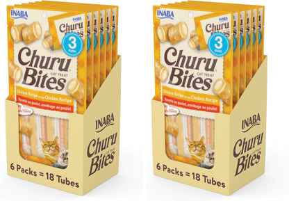 INABA Churu Bites for Cats, Soft/Chewy Baked Chicken Wrapped Churu Filled Cat Treats with Vitamin E, 0.35 Ounces per Tube, 18 Tubes Total (3 Tubes per Pack), Tuna with Salmon Recipe - Image 11