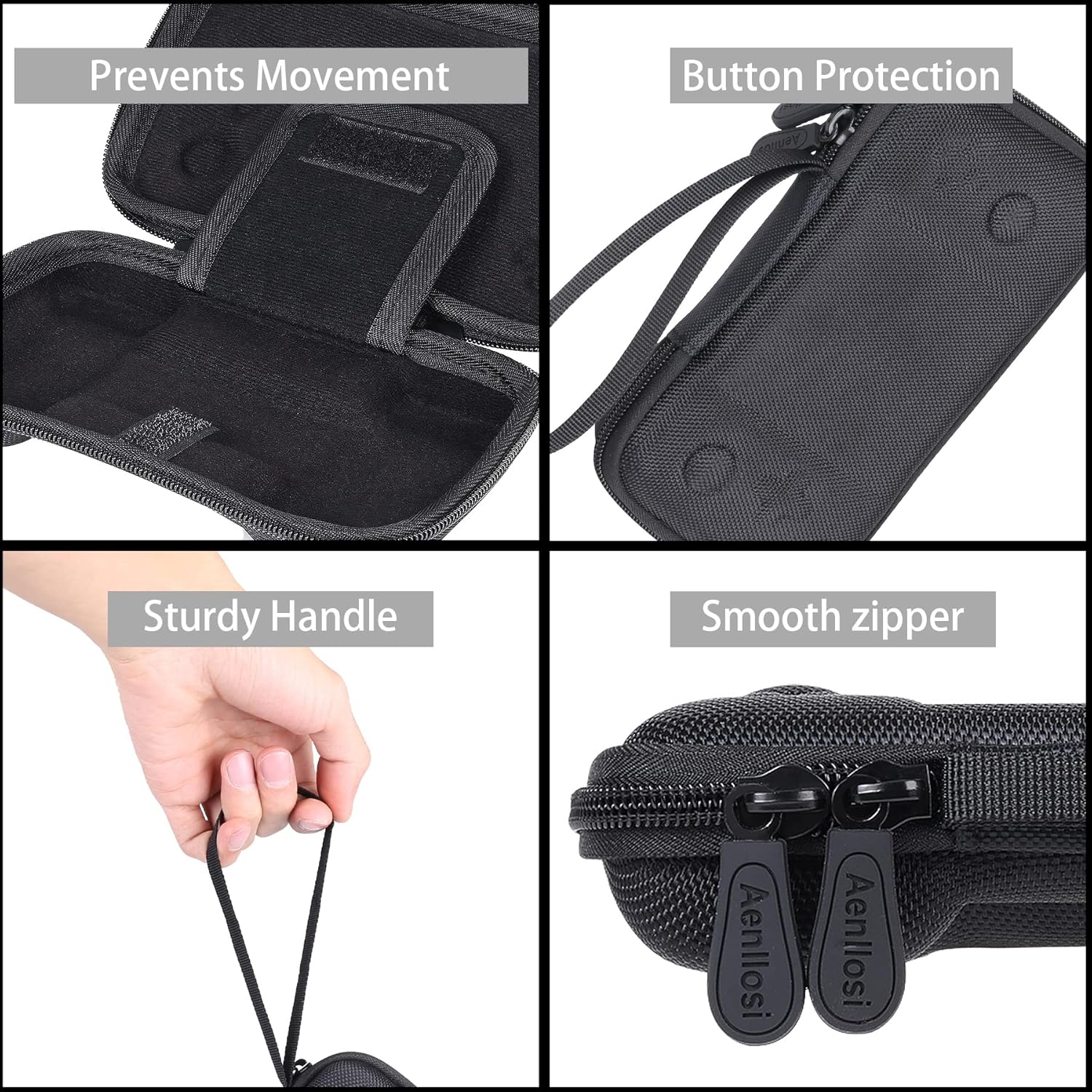 Aenllosi mobile gaming controller protective travel shell open view showing soft velvet lining