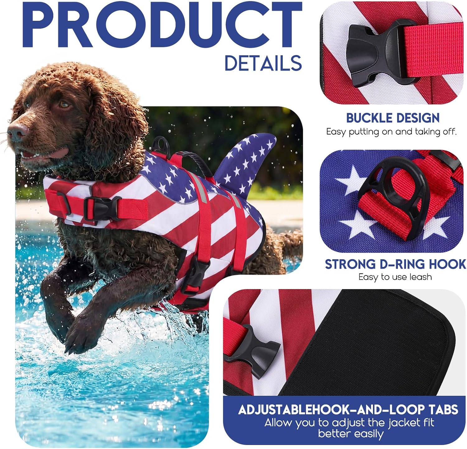 ASENKU Dog Swimsuit top view showcasing the strong rescue handle