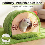 Side angle of Mellownido forest-themed cat cave hideaway