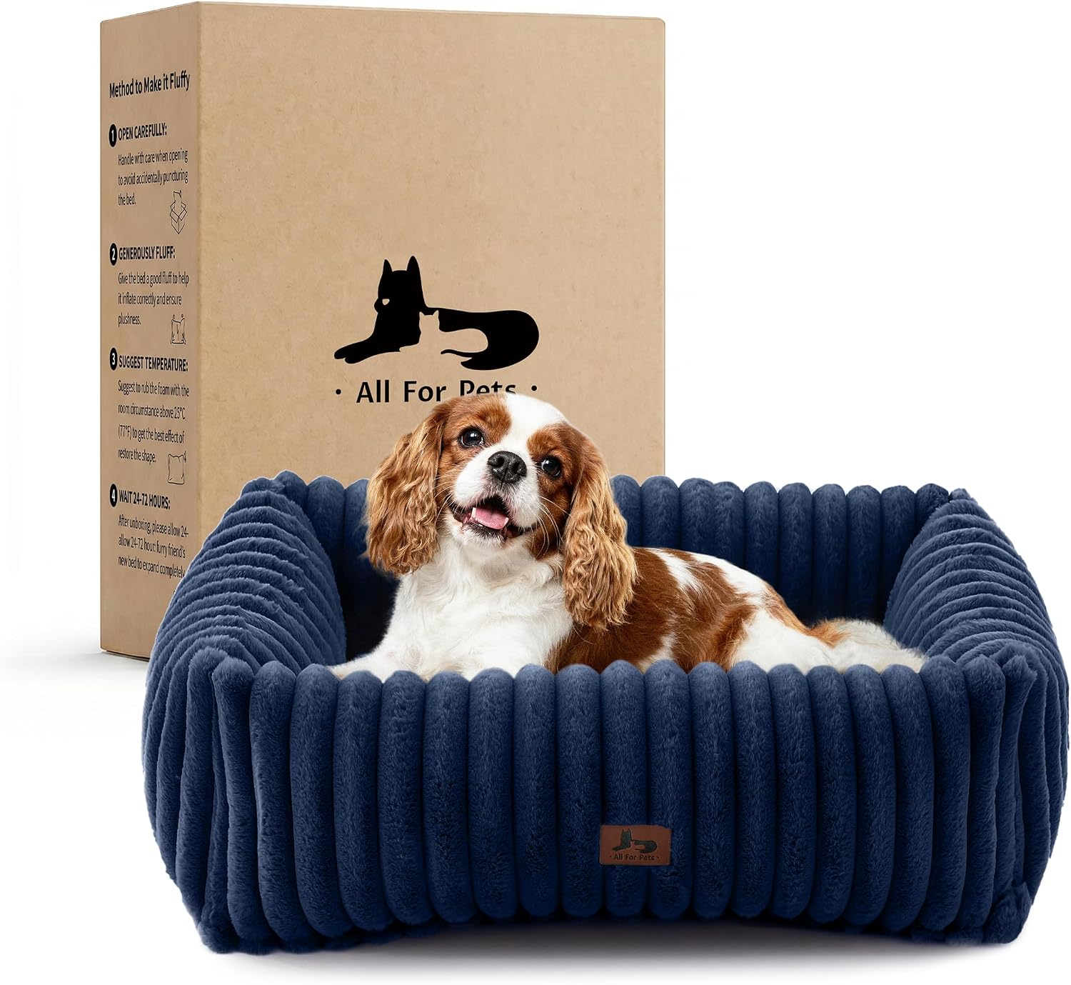 Washable Dog Bed for Small Medium Dogs - Rectangle Orthopedic Corduroy Fleece Pet Bed with Removable Cover and Nonskid Bottom, Calming Puppy Bed Soft Pet Sofa, Cream(25x21x7inchs) - Image 14