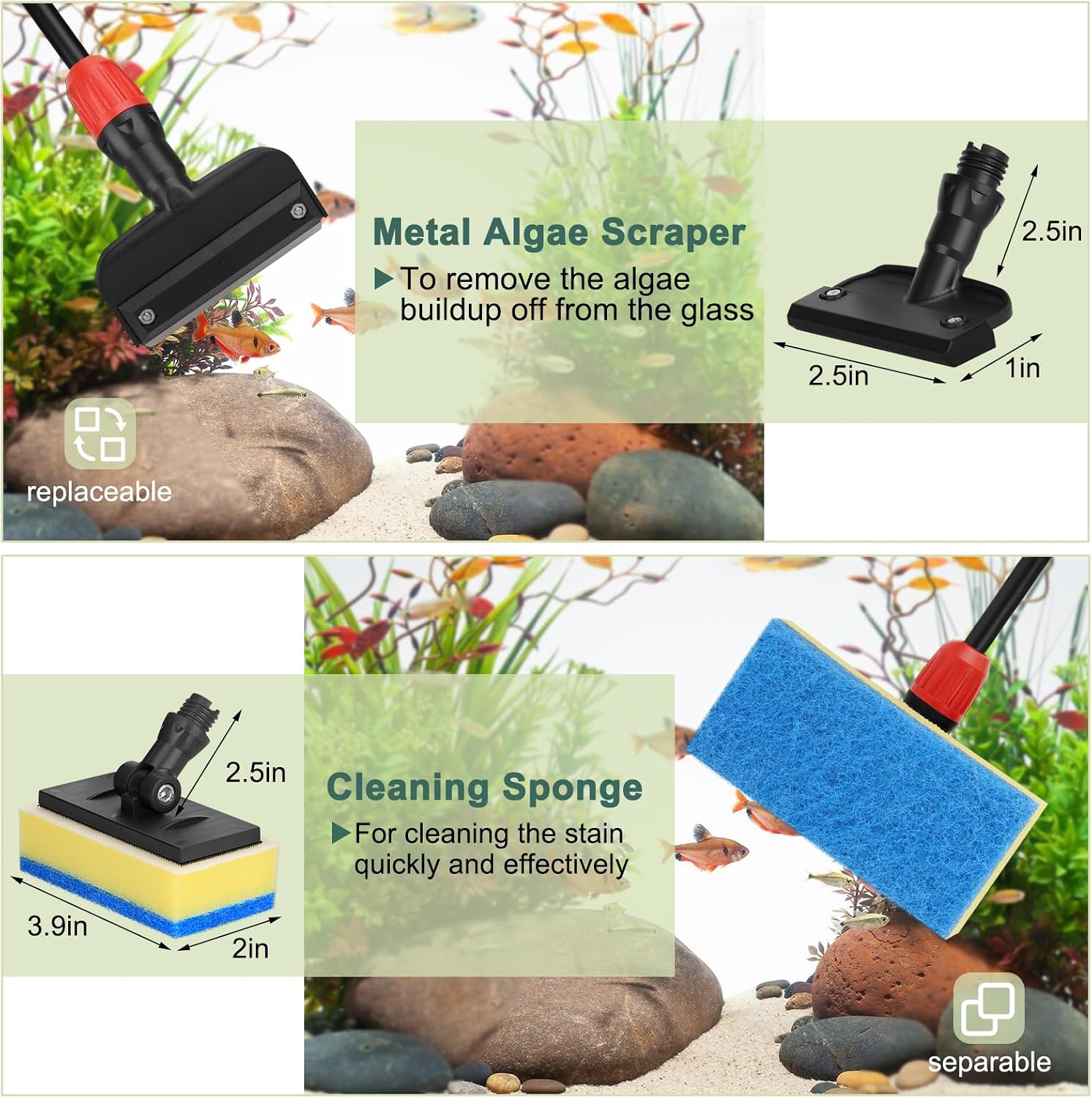 Hygger fish net attachment scooping debris from water surface