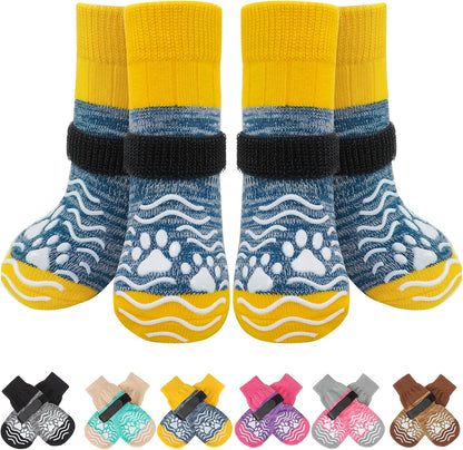 Pack of four Pupteck anti-slip dog socks for indoor use