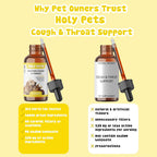 Natural ingredients label on Holy Pets dog and cat cough relief medicine.