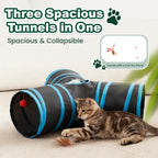 Love's Cabin 3-way pet tunnel completely folded down flat for compact storage.