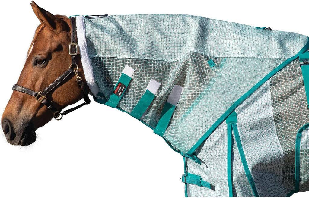 Close up view of the SilverTEK lining on the Schneiders equine neck protection cover