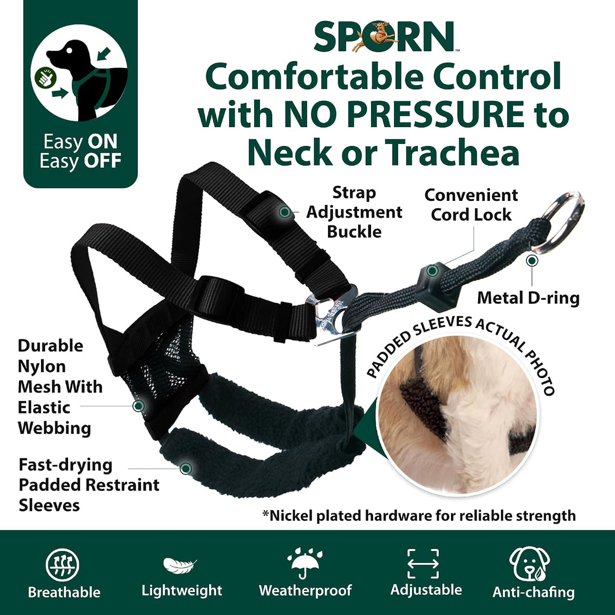 Sherpa fleece lining detail inside the restraint loops of the harness