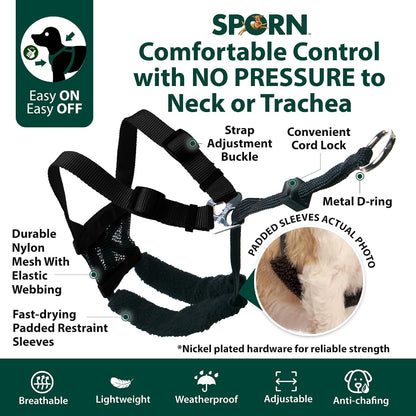 Adjustable cord lock feature on Sporn dog harness