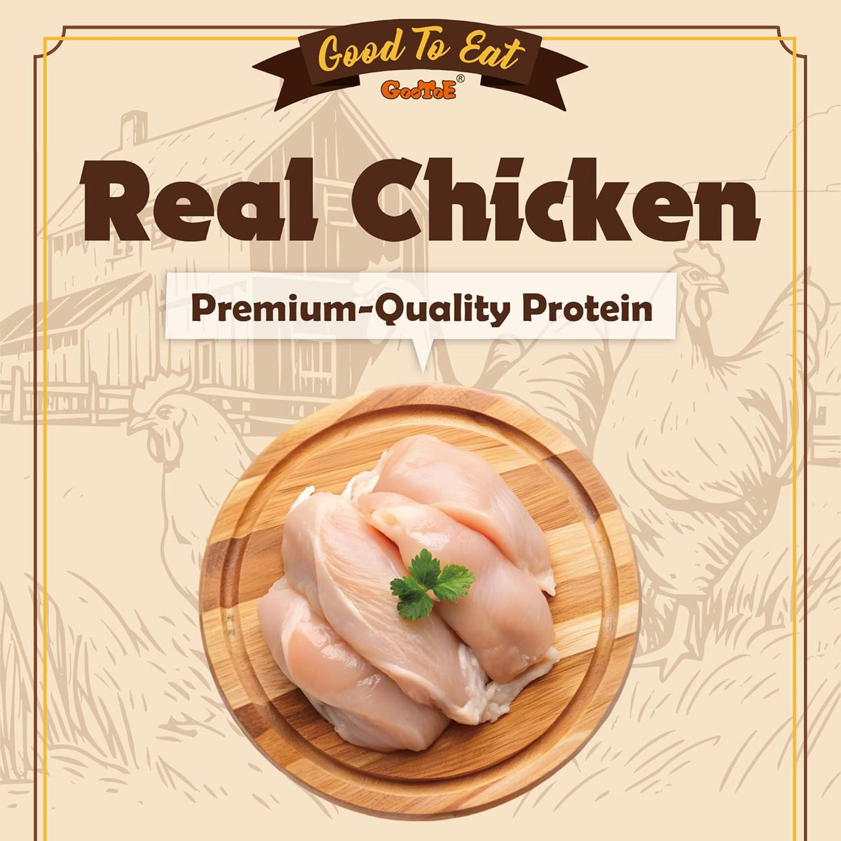 Close up of Gootoe chicken breast jerky strips for dogs