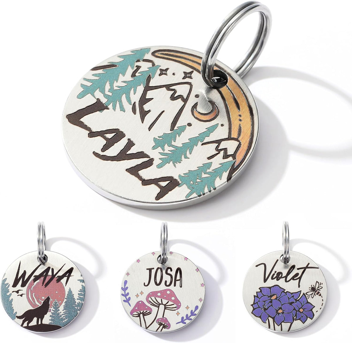 Colorful Dog Tags Personalized, Engraved Dog Tags with Colored Printing for Pets, Customizable Cat Collar Holder Tag (Cactus) - Image 11