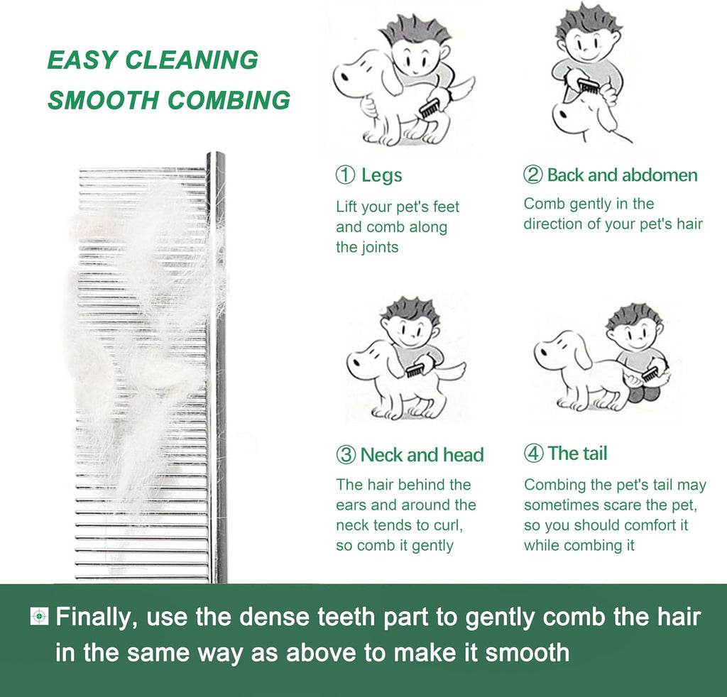 Durable metal combs for long and short haired pets