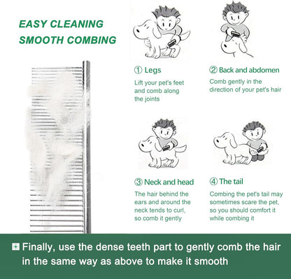 Durable metal combs for long and short haired pets
