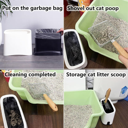 Pipimoo scoop stand next to litter box setup