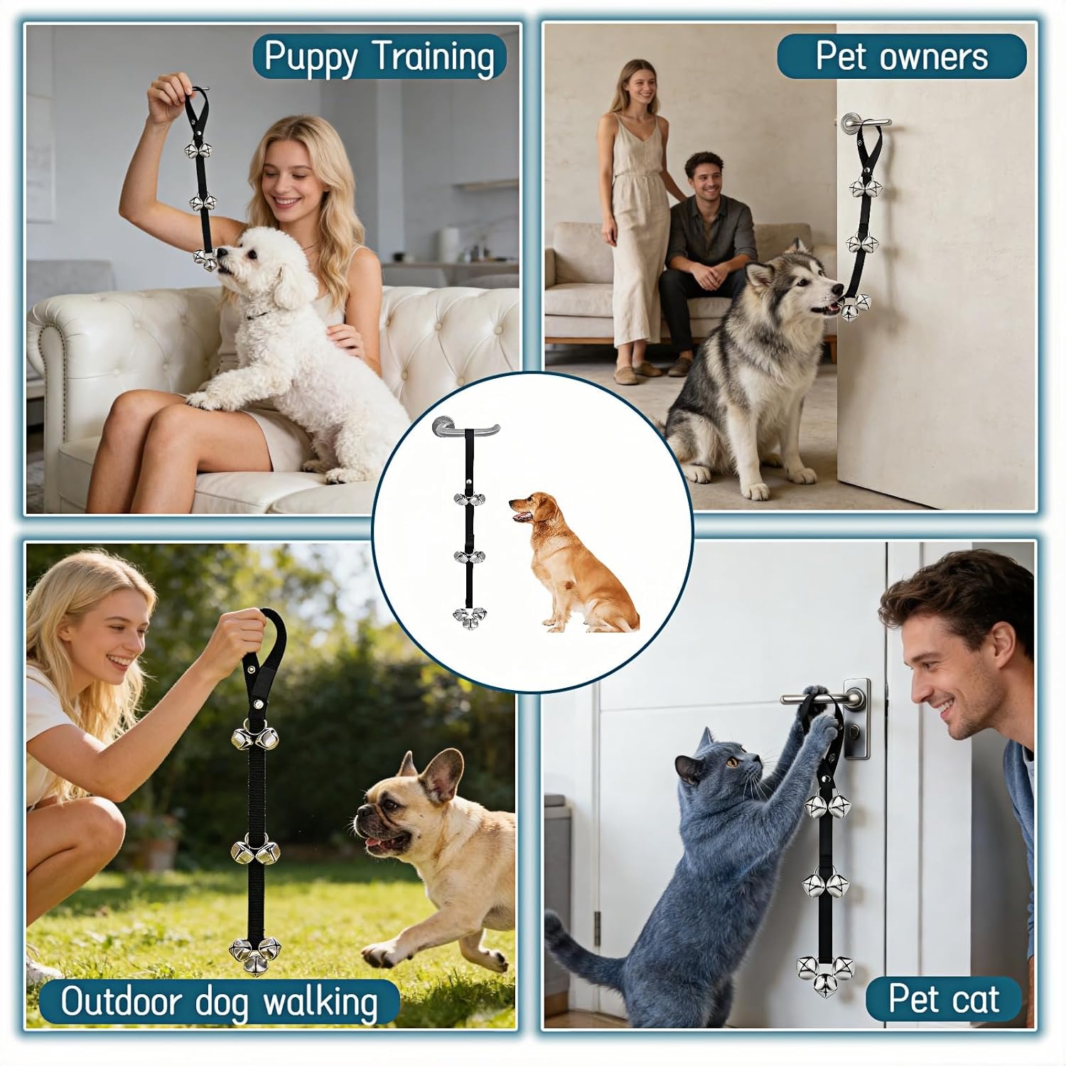 Dog nudging Pawbee door bell for house training