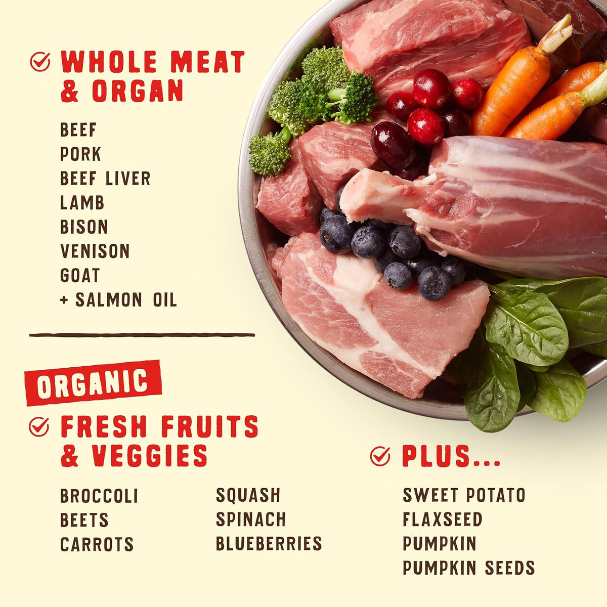 High protein grain free raw coated dry dog food ancestral diet details
