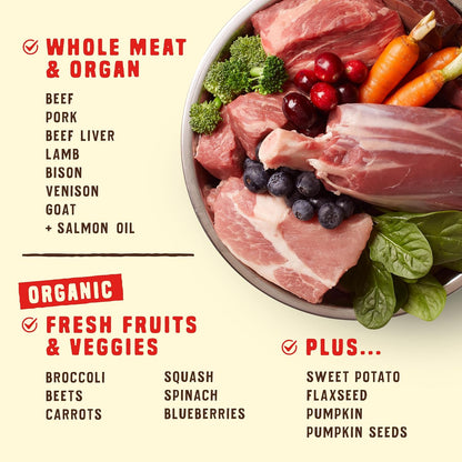 High protein grain free raw coated dry dog food ancestral diet details
