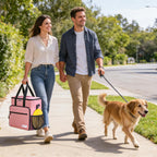 LASUK pet travel bag side view showing poop bag dispenser