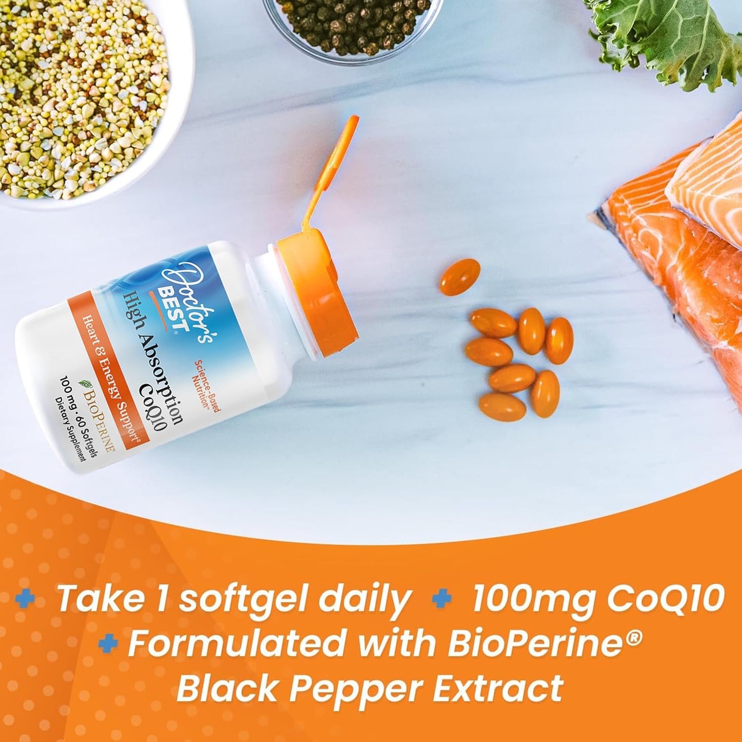 Doctor's Best High Absorption CoQ10 with BioPerine, Gluten Free Naturally Fermented, Heart Health & Energy Production, 100 mg, 60 SoFtgels - Image 7