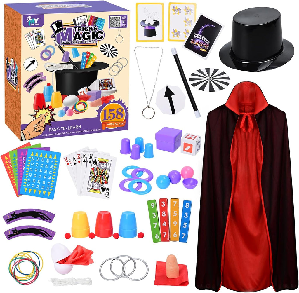 Pixata magic kit for kids with magician costume and props front view