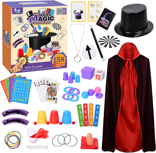 Pixata magic kit for kids with magician costume and props front view