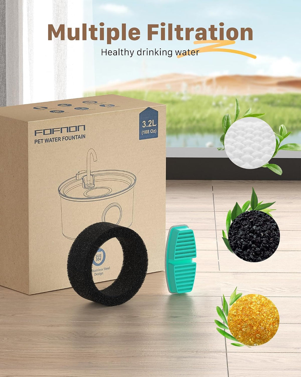 3.2 liter capacity pet water fountain for indoor use