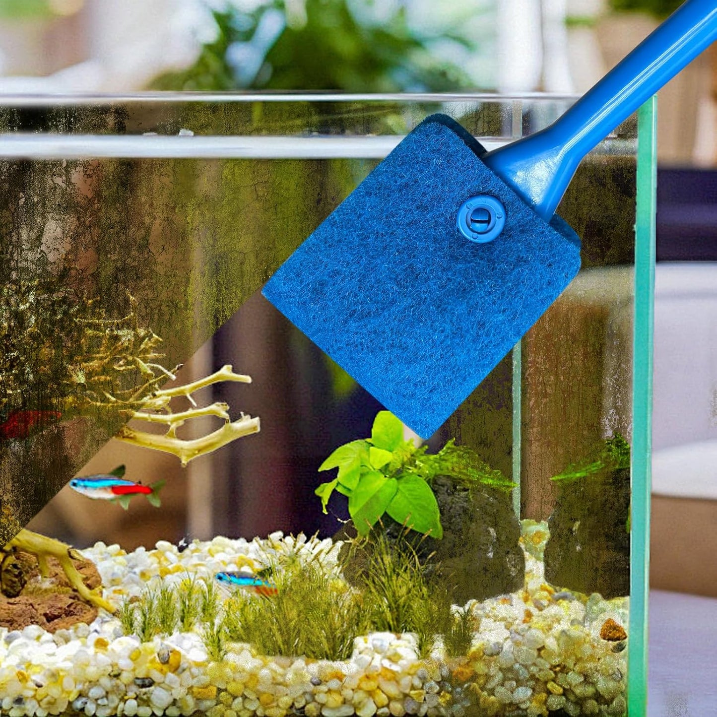 Promising Aquarium Cleaning Brush,Fish Tank Scrubber with Non-Slip Handle - Aquarium Brush Double Sided Sponge Brush - Algae Cleaner Tools with 3 Cleaning Replacement Pads for Aquariums & Home - Image 9