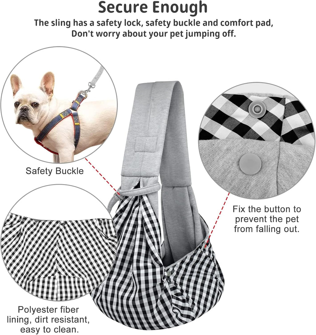 CUBY small dog papoose bag highlighting the safety hook attachment