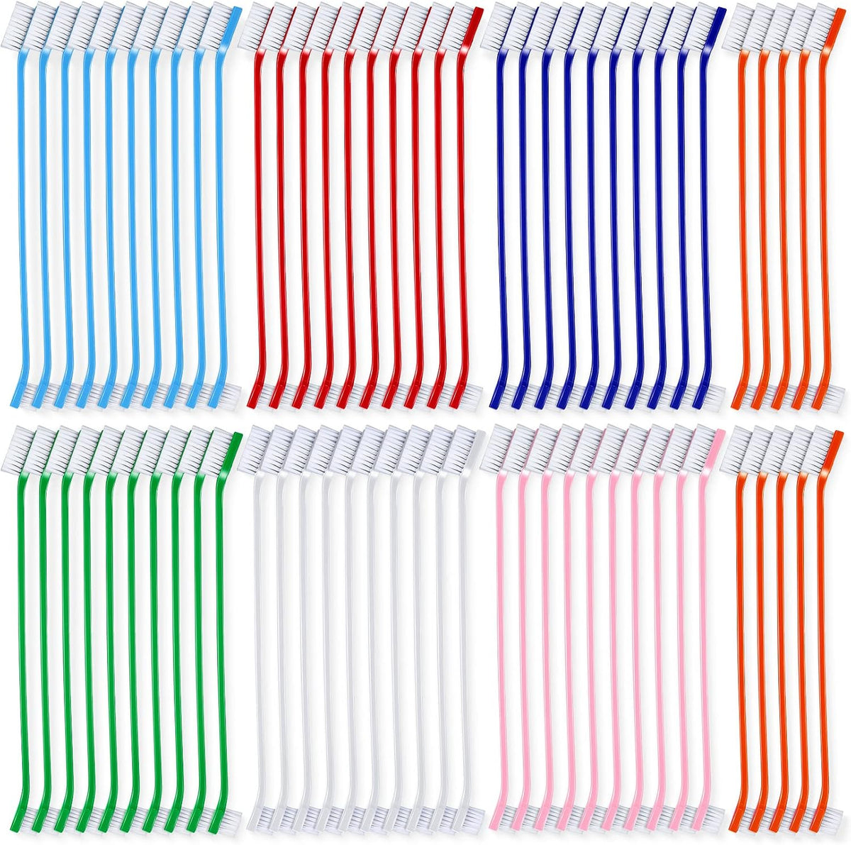 Honeydak dog toothbrush bulk pack front view showing 70 colorful dental brushes.