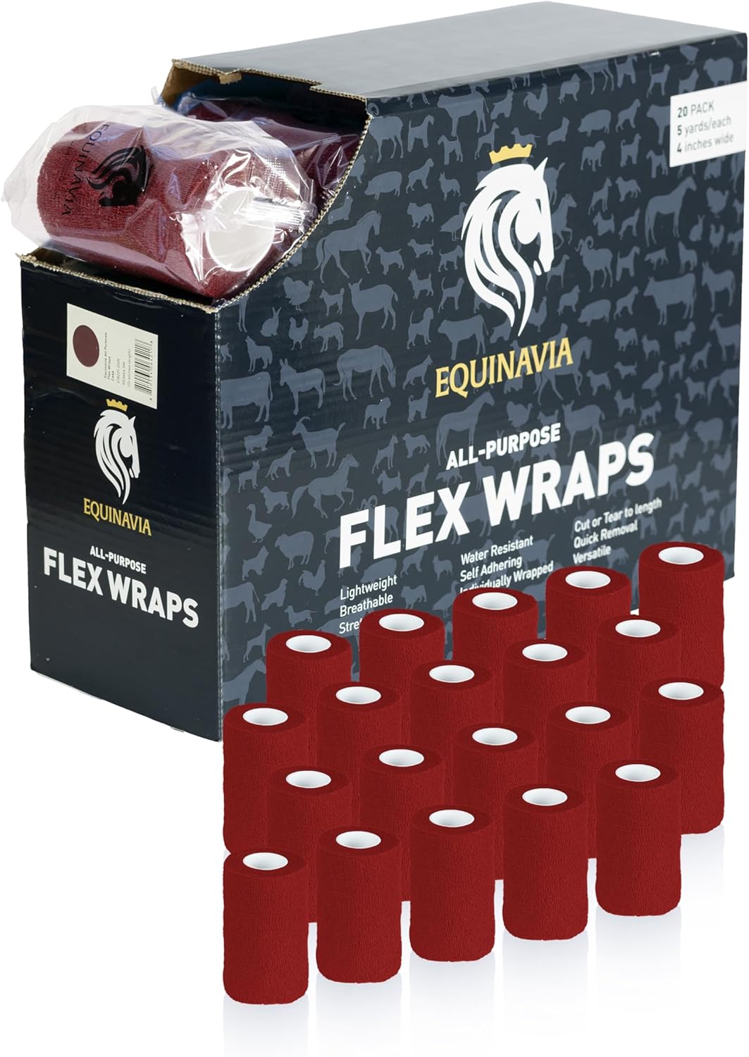 Equinavia 20 Pack Self Adhesive Bandage Wrap, 4 Inch Vet Wrap for Horses, Pets or Humans, with Easy Dispenser Case, Durable, Flexible, Protective Horse Leg Wraps for Barns, Vet Clinics, and First Aid - Image 13