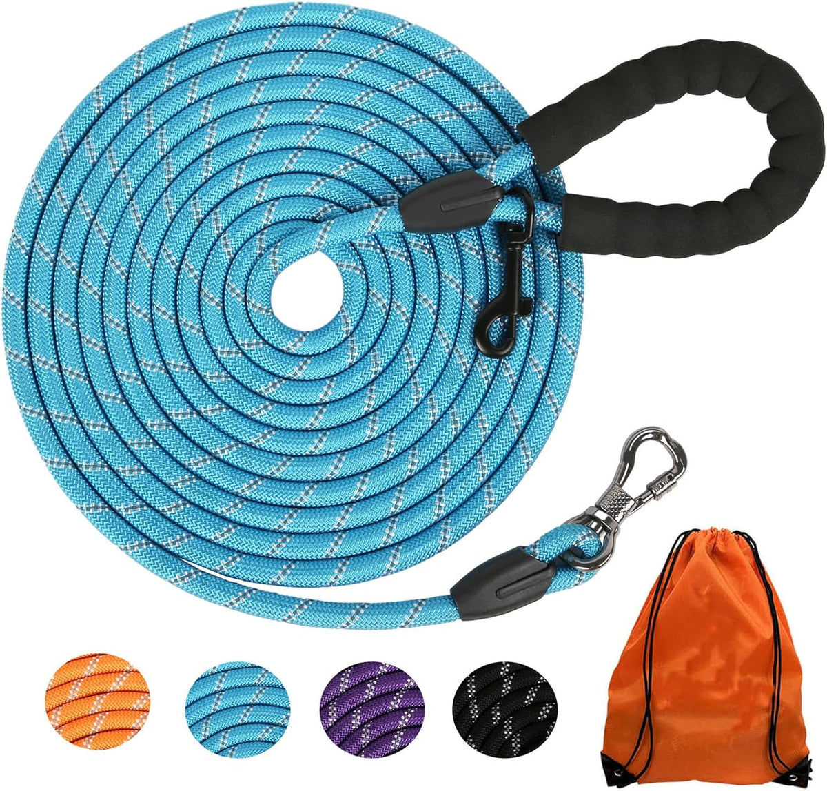 Long Dog Leash for Dog Training 16/20FT/30FT/50FT/100FT, Reflective Leash with Lockable Hook, Heavy Duty Dogs Lead Tie Out Rope for Large Medium Small Dogs Outside Walking, Playing, Camping, or Yard - Image 13
