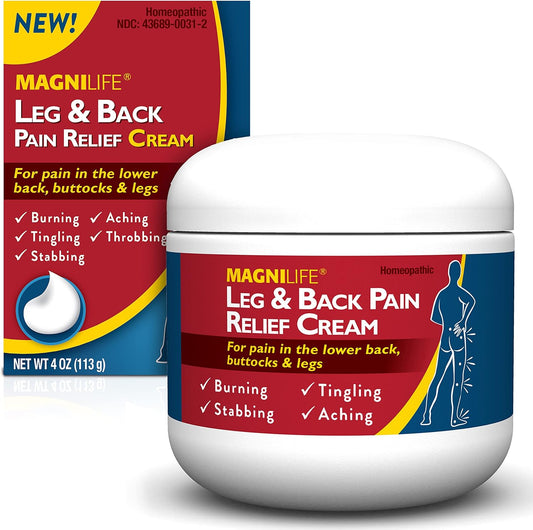 MagniLife Leg and Back Pain Relief Cream 4 Ounce jar front view