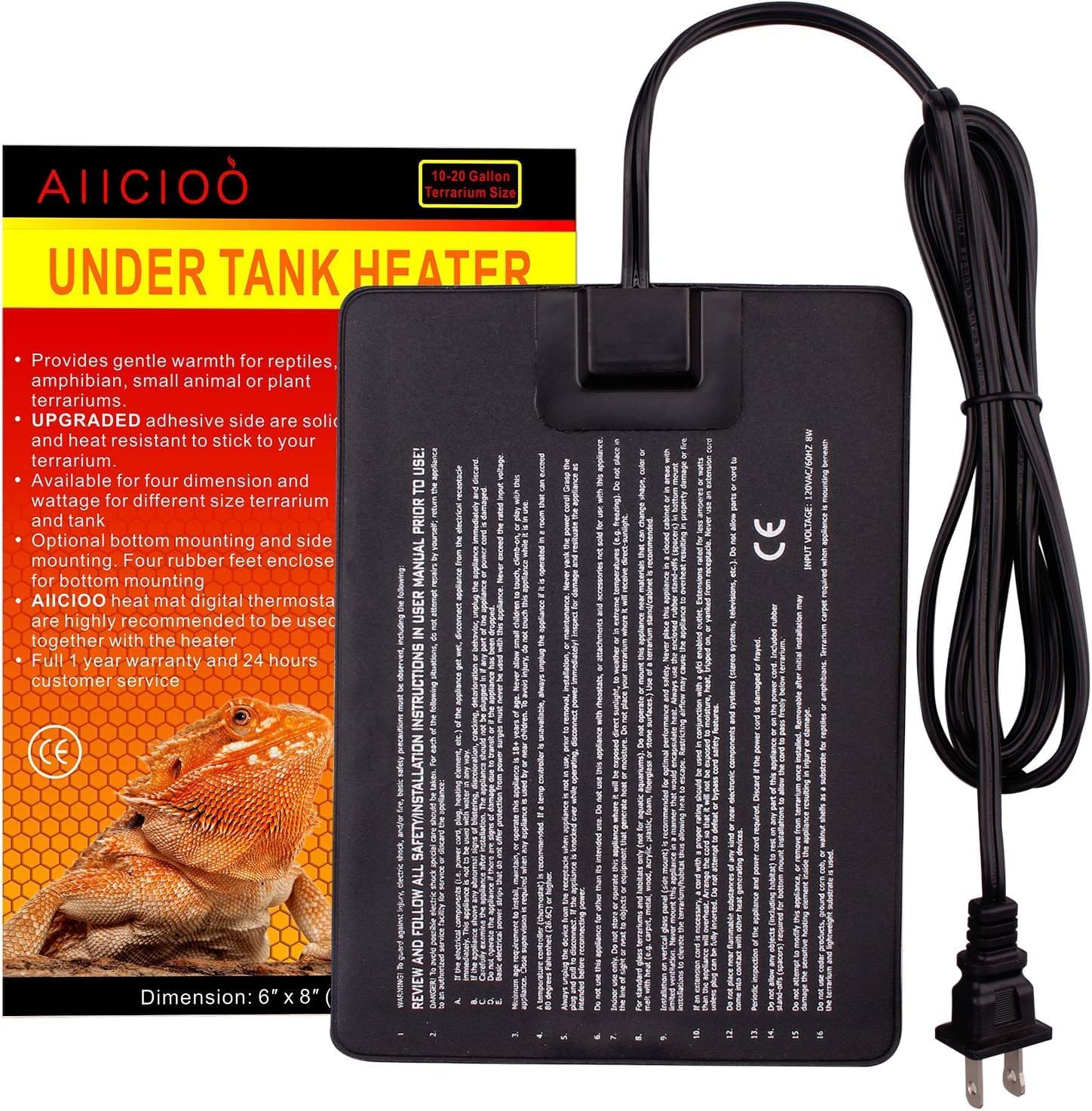 Aiicioo 8 Watt Reptile Heating Pad front view